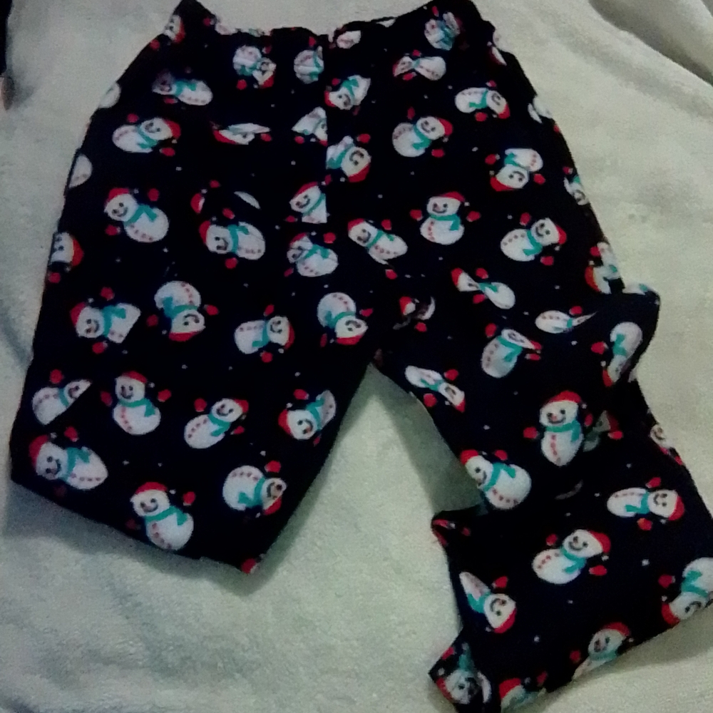 🌻 5/$10 Festive Snowman Kids Pajama Bottoms - Black